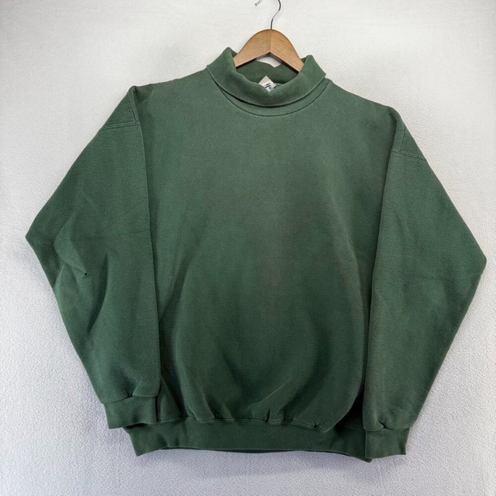 Vintage Pluma Sweatshirt Men's XL Blank Turtleneck Made In USA Faded Heavyweight